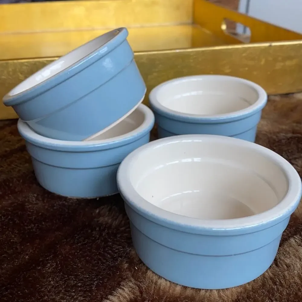 Cermer Set of 4 Pale Gray‎ 3-1/2” Ramekins PRISTINE